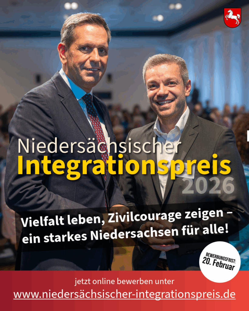 Niedersächsischer Integrationspreis 2026 – Jetzt bewerben!